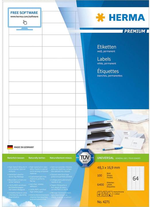Produktbild HERMA Universal Etiketten A4