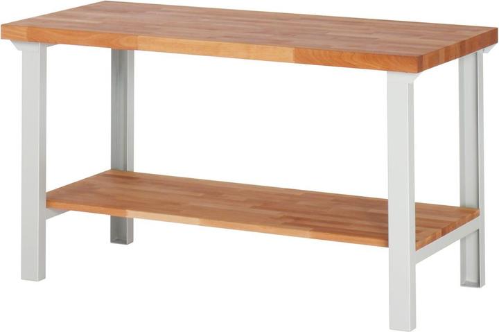 Actual product image RAU Workbench BASIC 7 1500x700x840mm with shelf solid beech 40mm (150 cm, 70 cm)