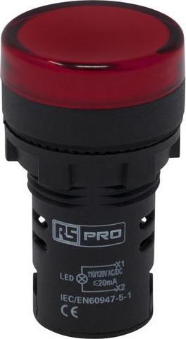 Produktbild RS PRO Kontrollleuchtenanzeige LED rot 110V