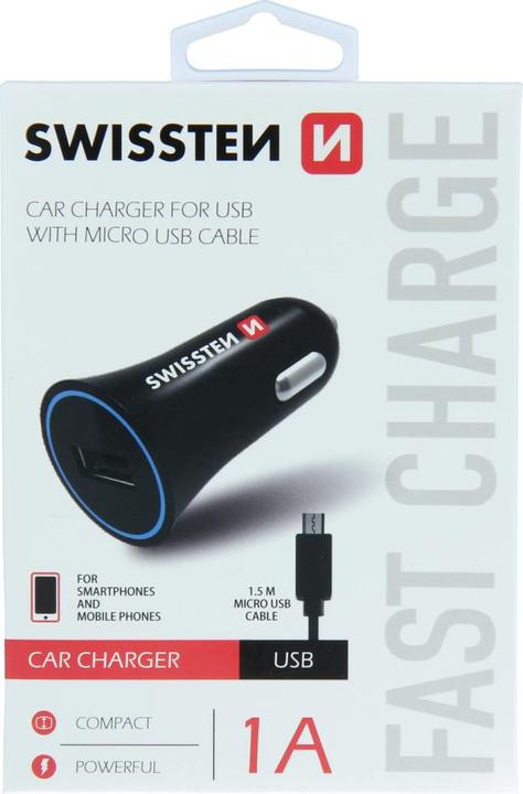 Image du produit Swissten Chargeur USB pour voiture avec alimentation USB 1A + CABLE Micro-USB