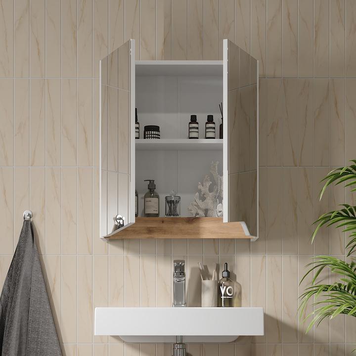 Produktbild Vichy Spiegelschrank Marelle, Weiss/Artisan, 60 x 67 cm mit höhenverstellbarem Einlegeboden