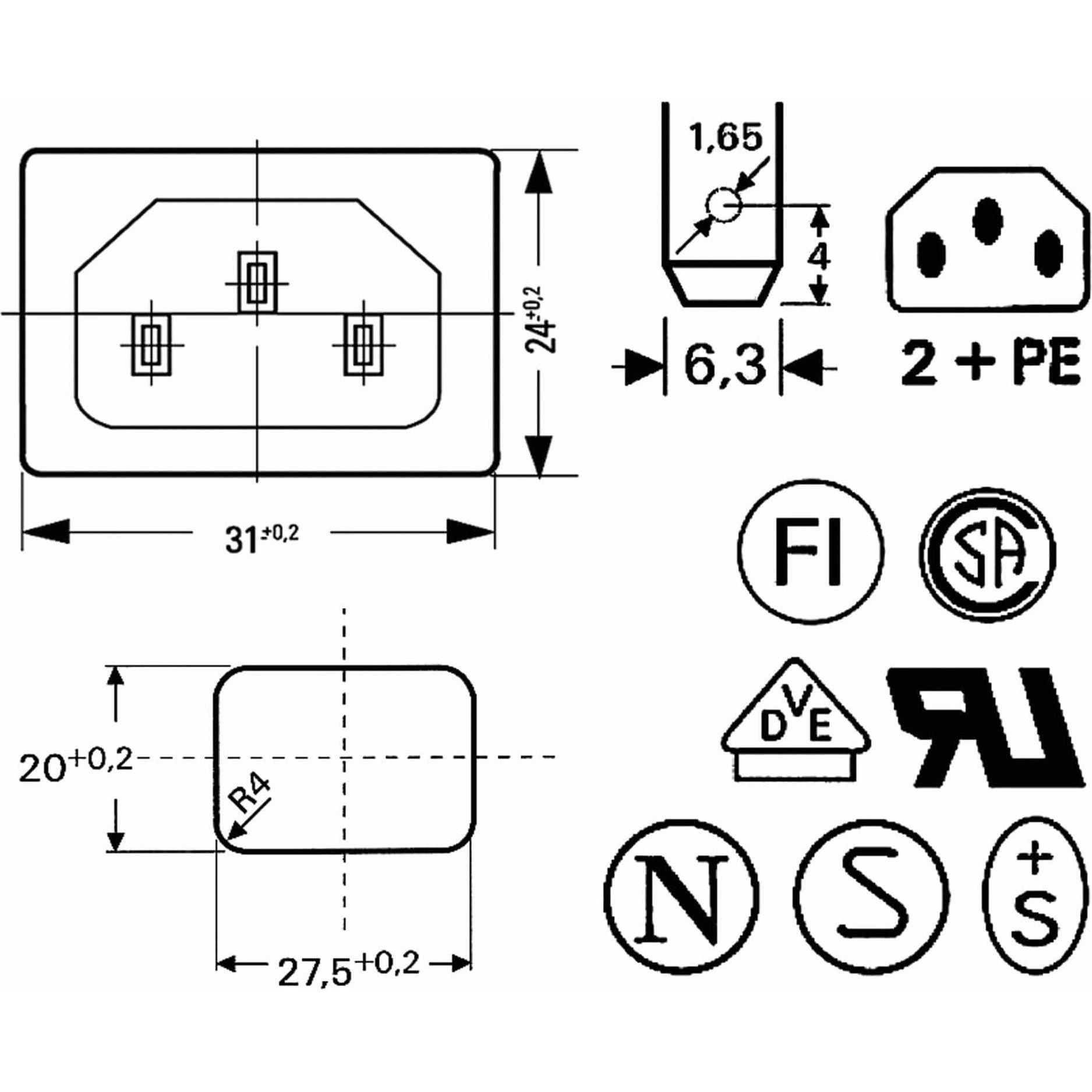 Thumbnail - Eneroid, Stromadapter, Kaltgeräte Einbaustecker, Snap-in, schwarz