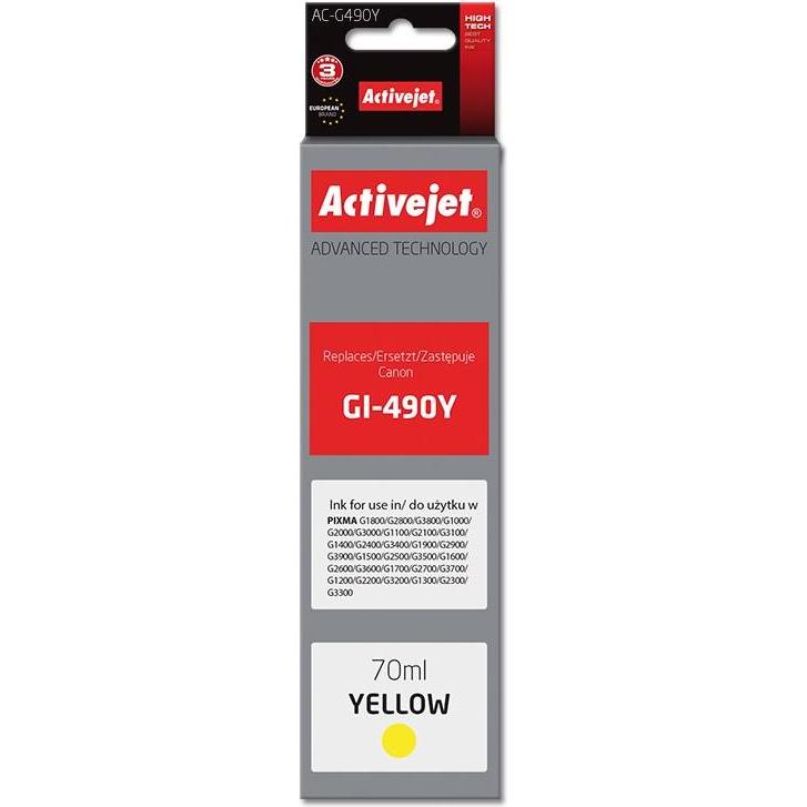 Activejet, Druckerpatrone, AC-G490Y - Kompatibel - Tinte auf Farbstoffbasis - Gelb - Canon - Einzelpackung (Y)