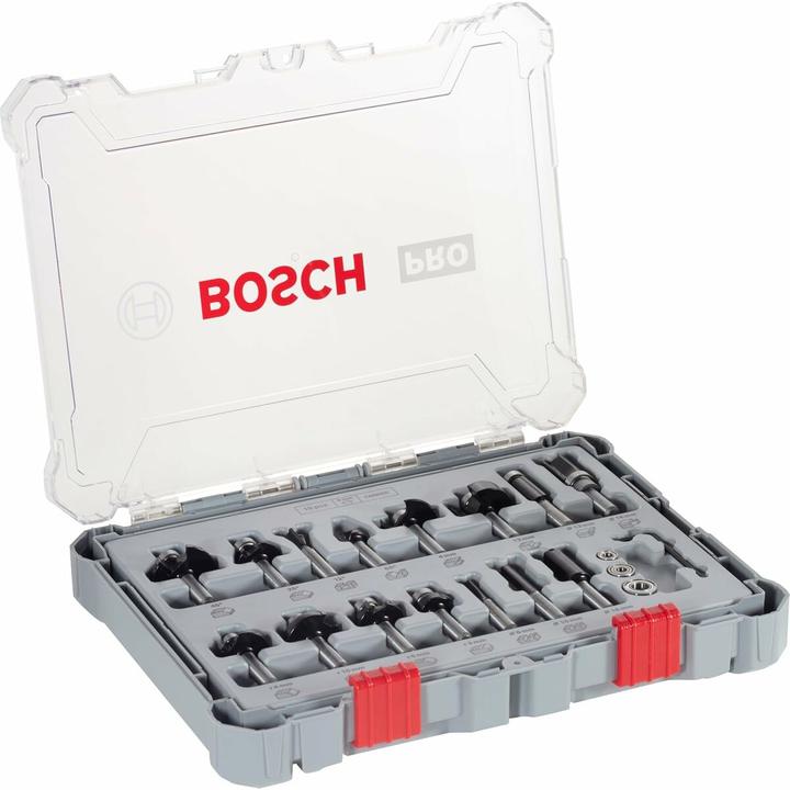 Produktbild Bosch Professional Zubehör 15-teiliges Fräser-Set, 8-mm-Schaft für Handfräsen