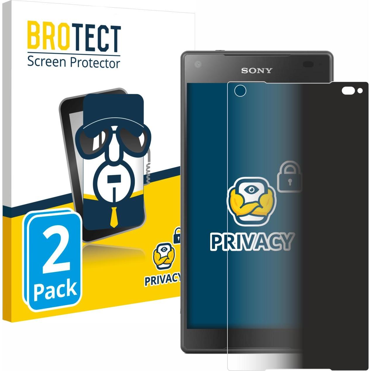 BROTECT Sichtschutzfolie Anti-Spy Privacy Folie Blaulicht-Schutz (2 Stück, Sony Xperia Z5 Compact), Smartphone Schutzfol...