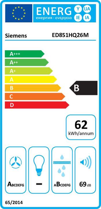 Energy Label Siemens Kookplaat Met Afzuiging Ed851hq2 (80.20 cm, Induction hob)