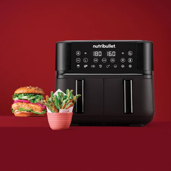Actual product image NutriBullet Twin Drawer Air Fryer Black Hot Air Fryer, NBA081B