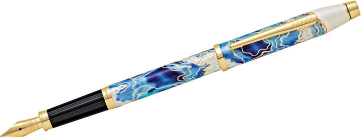 Actual product image Cross Wanderlust Malta F fountain pen gift box (Blue, White lacquer, Gold, Motif Malta, 1 x)