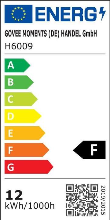 Energie-Label Govee Smart Light Bulb (E27, 9 W, 1200 lm, 1 x, F)