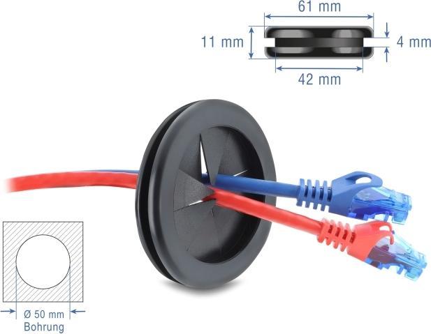 Produktbild Delock Gummi Kabeldurchführung rund Ø 50 mm schwarz