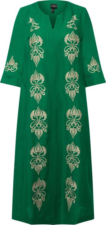 Produktbild Ulla Popken Leinen-Maxikleid, Stickerei, Tunika-Ausschnitt, 3/4-Arm (48)