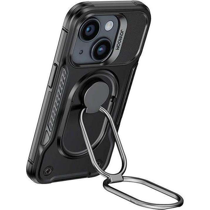 Thumbnail - Joyroom Dual Hinge case for iPhone 14 Plus armored case with a stand and a ring holder black (Apple iPhone 14 Plus), Sma...