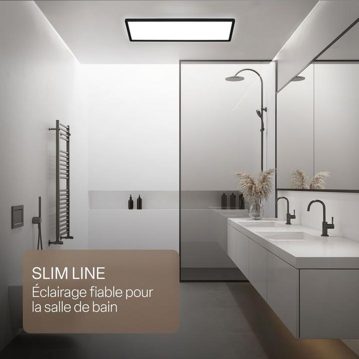 Actual product image B.K.Licht SHALLOW ultraflaches LED Panel, 4000K, IP44, schwarz, 580x200 (3000 lm)