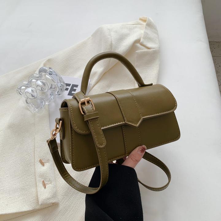 Only-Bags.Store Solide Farbe strukturierte Umhängetasche, All-Match Top Handle Geldbörse, PU Leder Handtasche