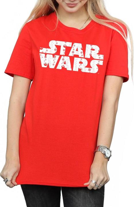Actual product image Star Wars Womens/Ladies Christmas Logo Cotton Boyfriend T-Shirt (3XL)
