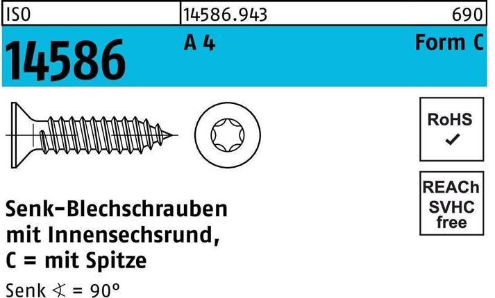 Produktbild Senkblechschraube ISO 14586 m.Innensechsrund/Spitze 4,2 x 45 -T20 A 4 (500 Schrauben pro Stück)