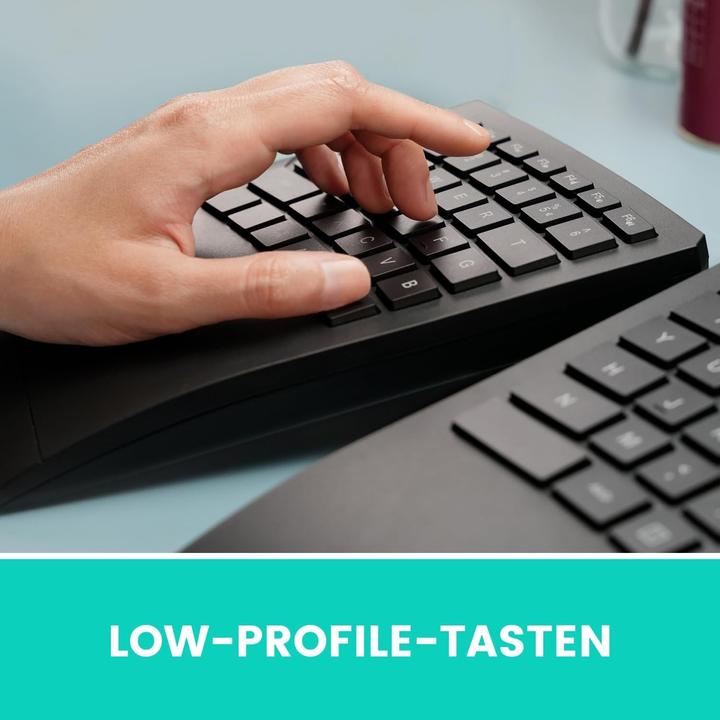 Produktbild Perixx Wireless Ergonomic Split Compact DE Black Keyboard (DE, Kabellos)
