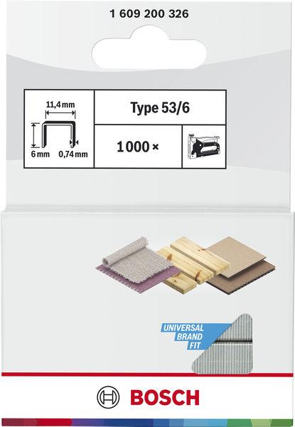 Produktbild Bosch Professional Zubehör Feindrahtklammer Typ 53, 11,4 x 0,74 x 6 mm, 1000er-Pack