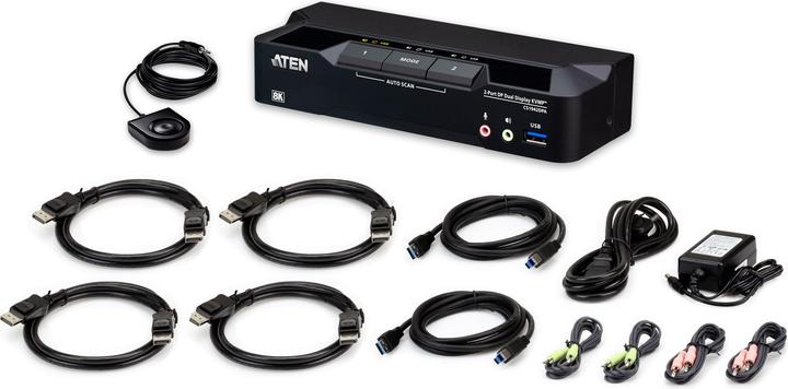 Actual product image Aten CS1942DPA KVMP-Switch 2-fach Dual-Display, DisplayPort, USB 3.0, 8K