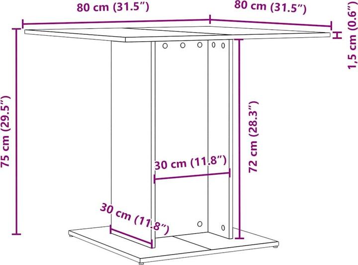 Produktbild vidaXL Esstisch (80 x 80 x 75 cm)