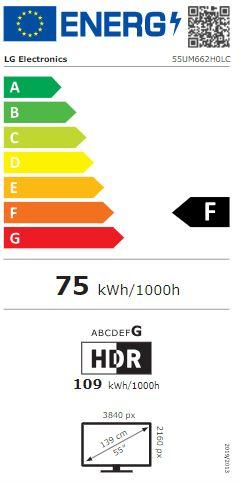 Energy Label LG Hotel TV 55UM662H (55", UM662H, LED, 4K, 2023)
