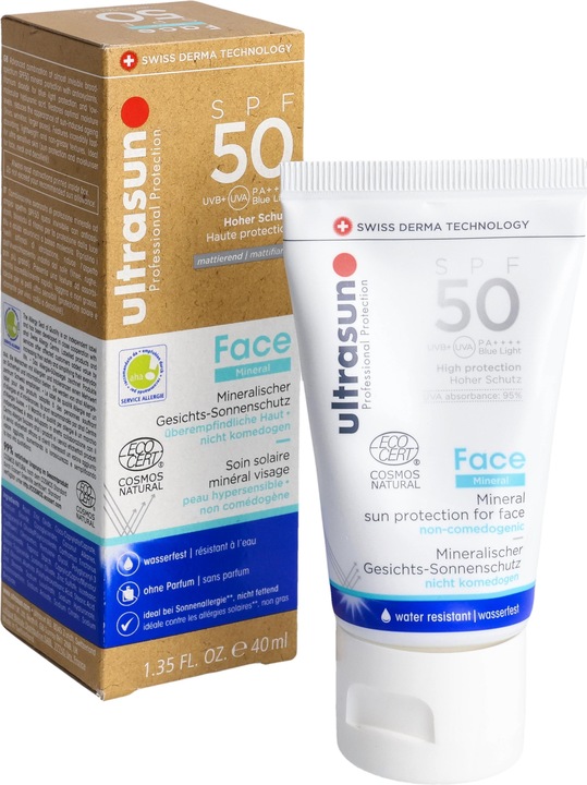 Actual product image Ultrasun Face Mineral SPF50 Fl 40 ml (Sun cream face, SPF 50, 40 ml, 500 g)