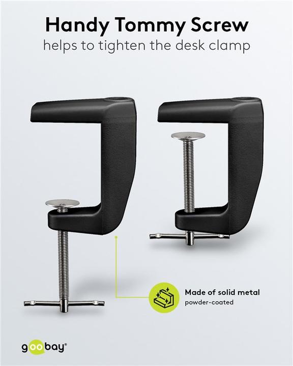 Immagine prodotto Goobay Morsetto da tavolo di ricambio per lampade a lente con braccio articolato, nero