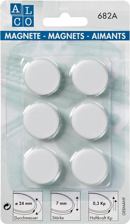 Image du produit Alco Aimant métal plastique 24mm TG 300 g blanc UE=6 pièces (6x)