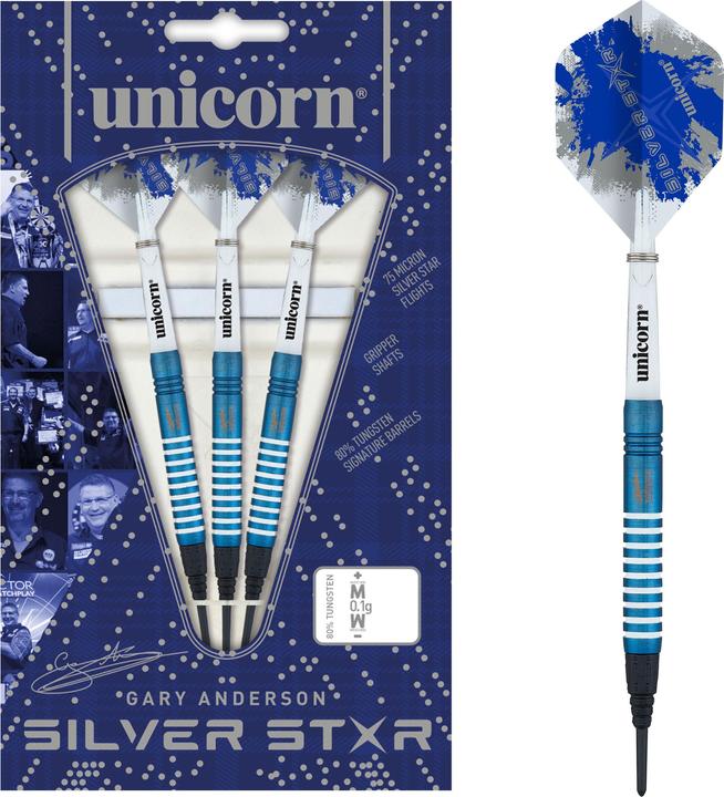Actual product image Unicorn Silver Star Blue Gary Anderson Soft Darts 1 set (19 g)