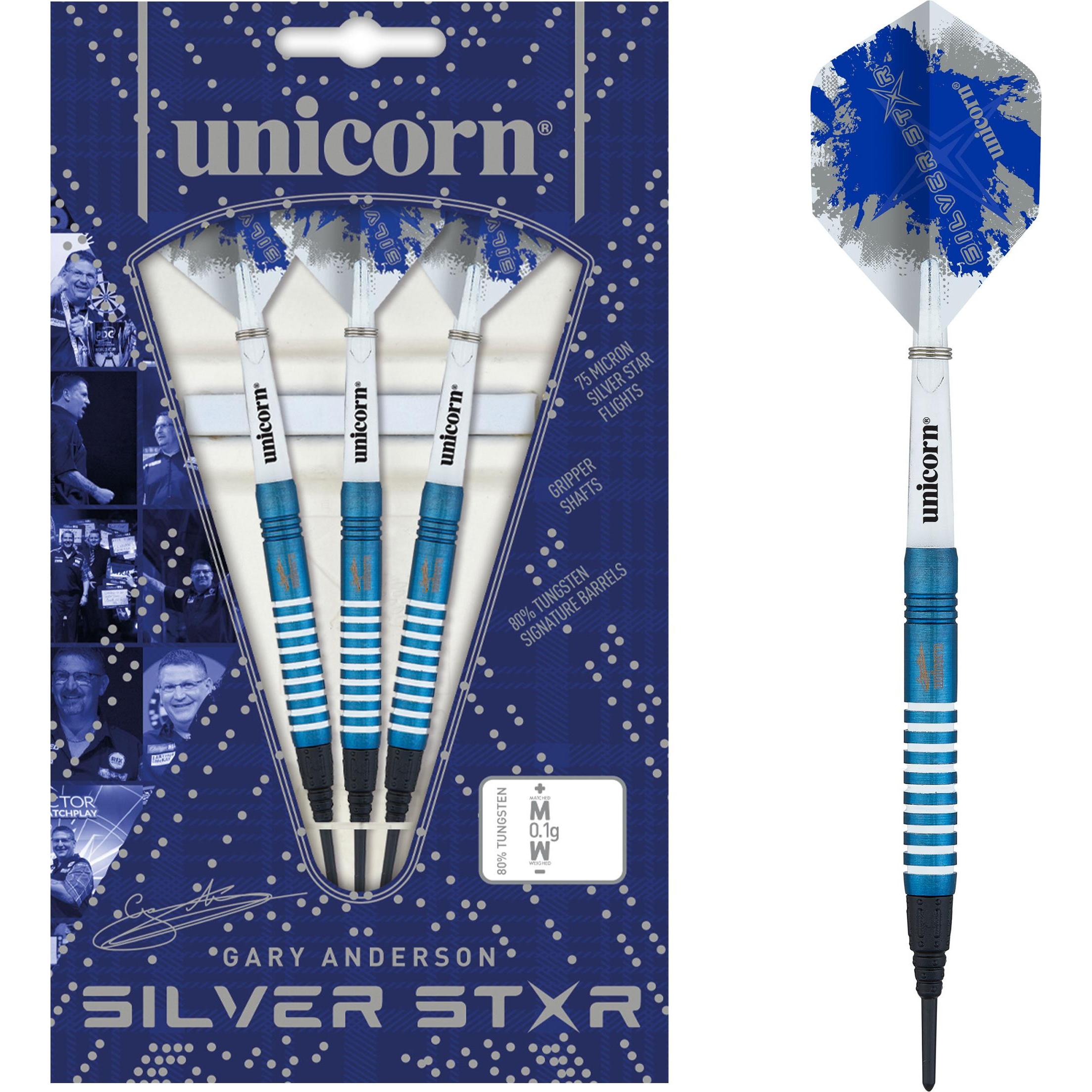 Unicorn Silver Star Blue Gary Anderson Soft Darts 1 Satz (17 g)