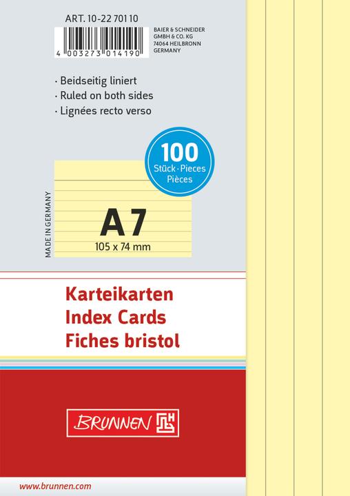 Produktbild KARTEIKAR.A7 LIN GELB/Pà100 (A7, 180 g/m², 100 x)