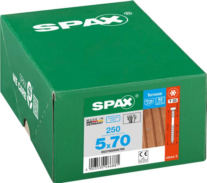 Produktbild Spax Terrasse A2 Zylinderkopf T-Star Plus T25 Fixiergewinde Cut (250 Schrauben pro Stück)