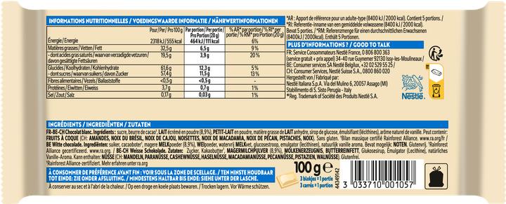 Valori nutrizionali e ingredienti Galak Cioccolato bianco (100 g)