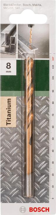 Produktbild Bosch Zubehör Metallbohrer HSS-TiN, DIN 338 D= 8,0 mm L= 117 mm (8 mm)