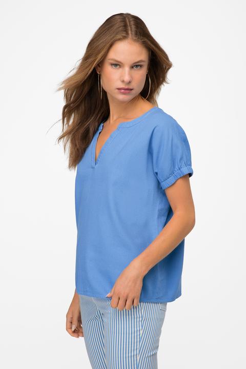 Immagine prodotto Laurasøn Leinenmix-Bluse, Tunika-Ausschnitt, elastischer Halbarm-Abschluss (M)