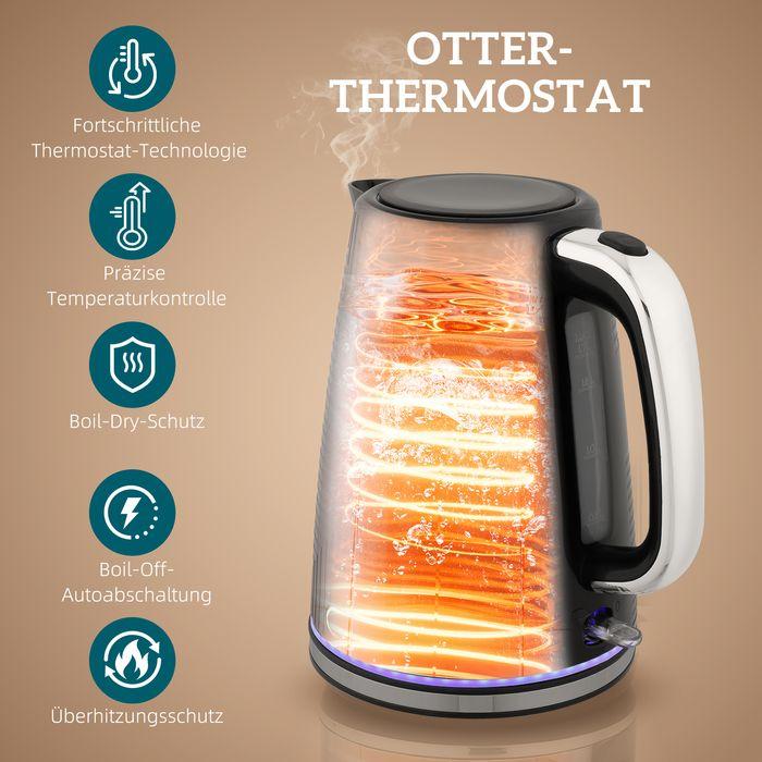 Produktbild Swisshandel24 Wasserkocher- und Toaster-Set, 2200W, 7 Bräunungsstufen, Krümelfach, Schwarz (1.70 l)