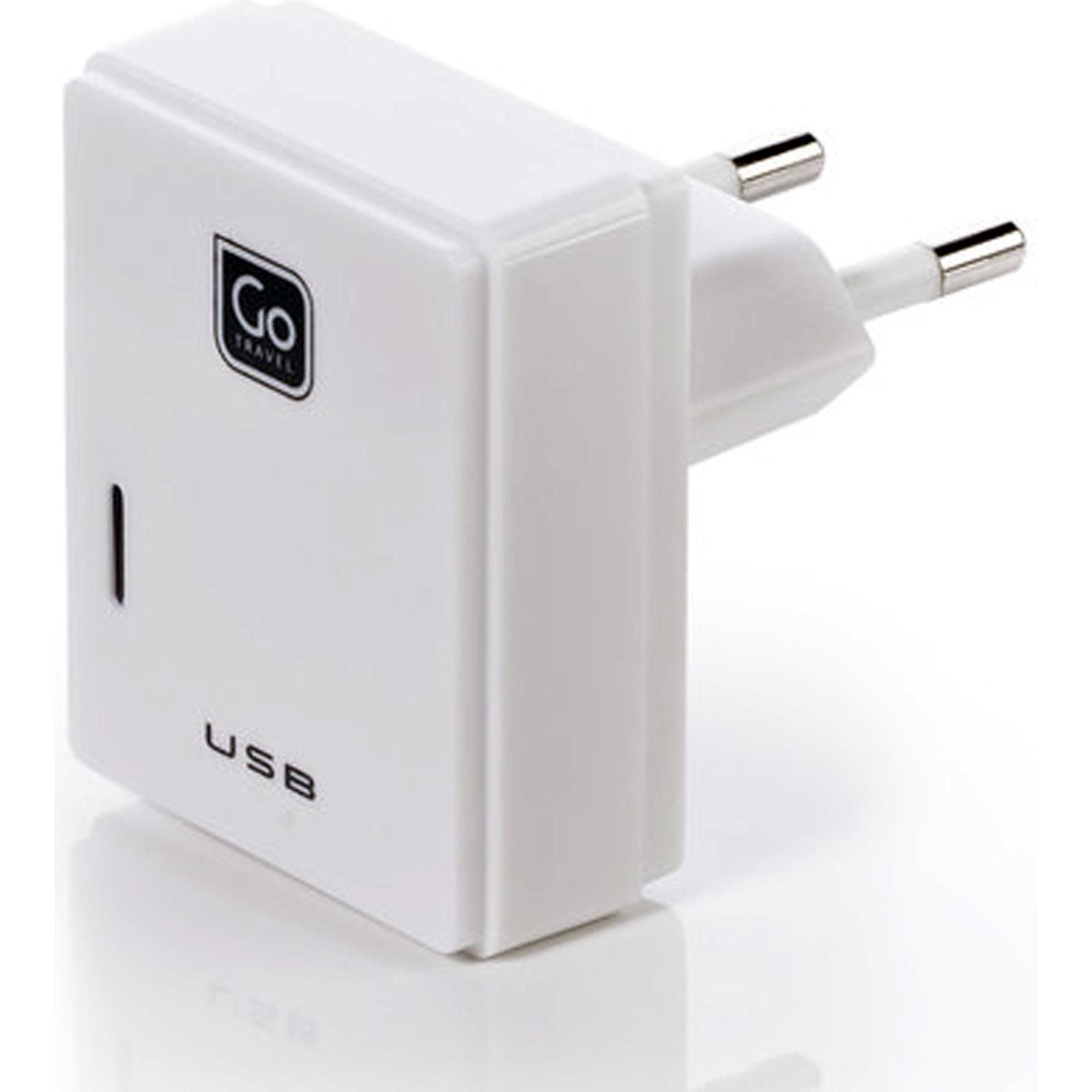 Go Travel Doppel-USB-Ladegerät für Micro-USB + Apple-Geräte UK, USB Ladegerät, Weiss