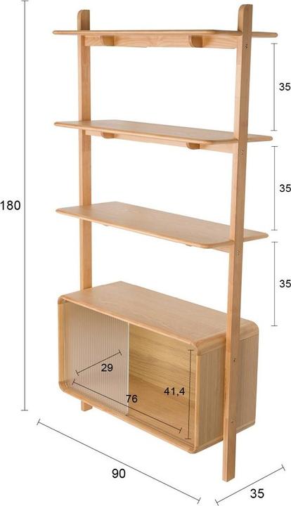 Image du produit Zuiver Shelf Rise Natural (90 x 35 x 180 cm)