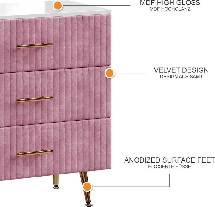 Immagine prodotto Vicco Velia con 3 cassetti (70 x 39 x 78,5 cm)