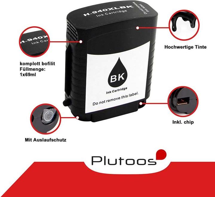 Actual product image Plutoos HP 940XL Cartridge XXL compatible, Black C4906AE (FC)