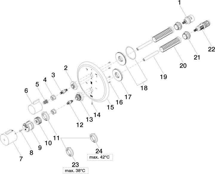 Actual product image Dornbracht Madison flush-mounted thermostat with three-way flow control, 36427977