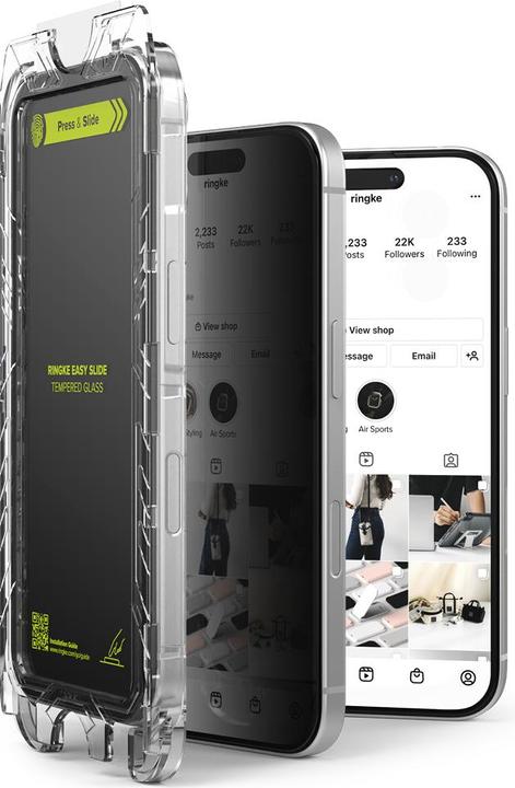 Produktbild Ringke Screen Protector for iPhone 16 / 15 PRIVACY TEMPERED GLASS w installation Jig (Apple iPhone 15, Apple iPhone 16)