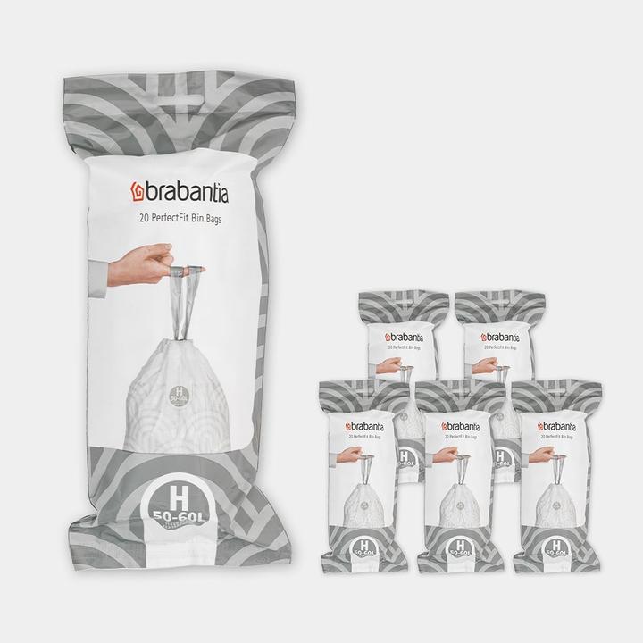 Actual product image Brabantia PerfectFit Vuilniszakken - 50/60 l - Code H - 6 rolls x 20 stuks (120 x, 60 l)
