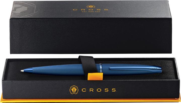 Productafbeelding Cross Twist action biros ATX donkerblauw diamantpatroon geschenkverpakking (Donkerblauw, 1x)
