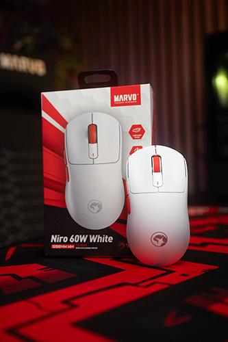 Produktbild Marvo NIRO 60 Maus weiss, 12000DPI, Tri-Mode (Kabelgebunden, Kabellos)