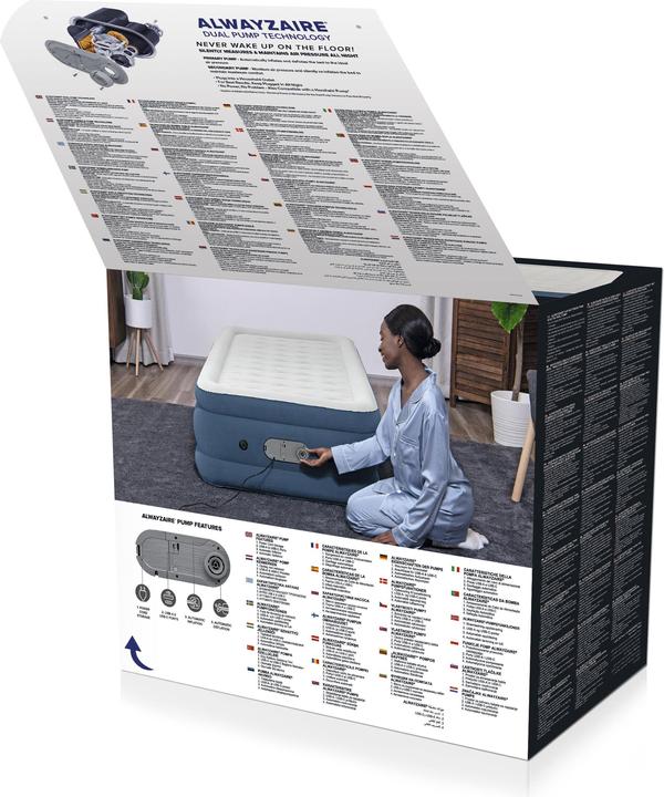 Actual product image Bestway AlwayzAire Twin Air Mattress with Built-in Dual Pump 1.91 m x 97 cm x 46 cm (950 x 1860mm)