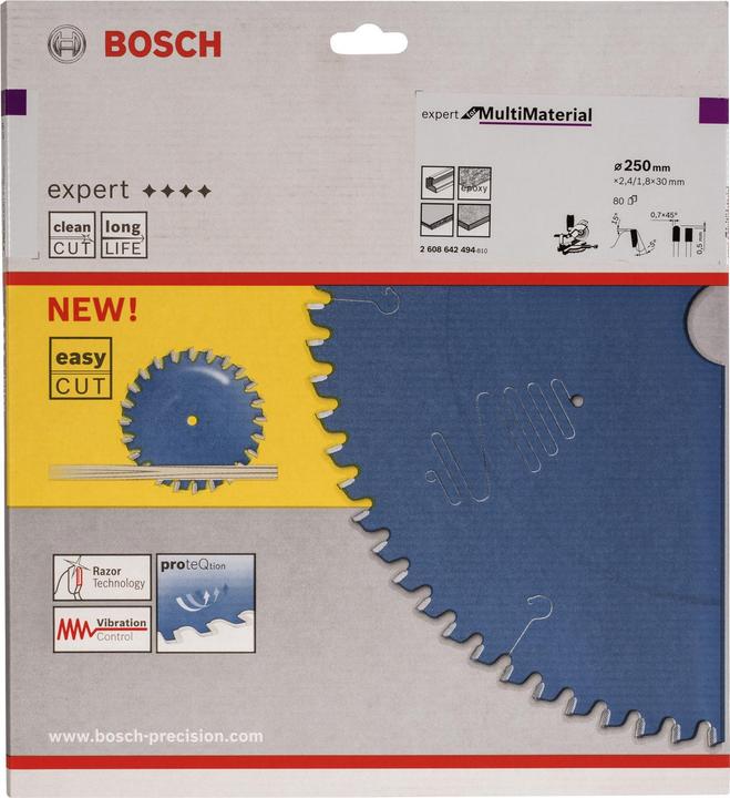 Produktbild Bosch Professional Zubehör Kreissägeblatt Expert for Multi Material, 250 x 30 x 2,4 mm, 80
