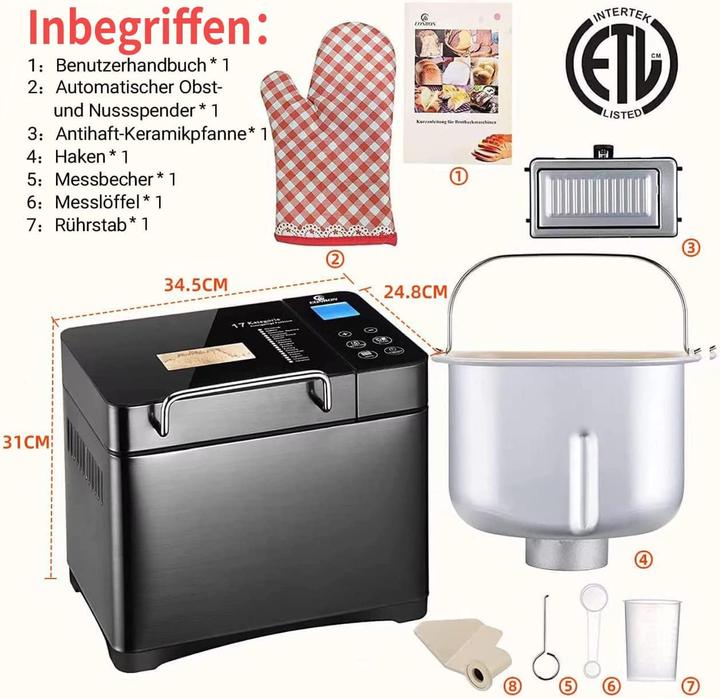 Actual product image Eonbon 17 in 1 Breadmaker