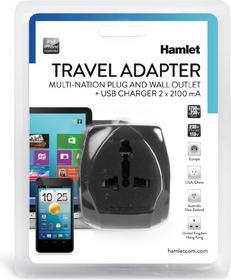 Produktbild Hamlet Traver Adapter universal reiseadapter für steckdosen plus usb-ladegerät (2 Ports)
