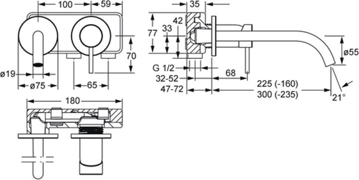 Produktbild Hansa Hansapublic Waschtischarmatur, Einhebelmischer, Unterputz, Ausladung 225mm kürzbar, 57932171